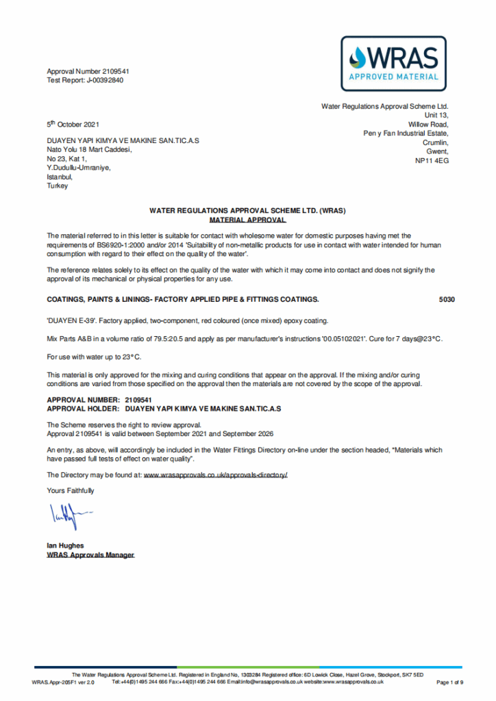 E-39 Approval Certificate